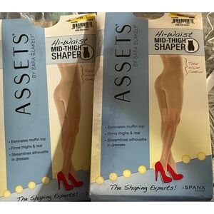 Spanx Assets Hi Waist Mid Thigh Shaper Size 2 Nude NIP Lot of 2